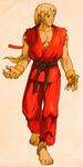  1boy barefoot blonde_hair capcom fingerless_gloves gloves highres ken_masters male male_focus marvel marvel_vs._capcom marvel_vs._capcom_2 marvel_vs_capcom marvel_vs_capcom_2 muscle official_art short_hair shoryuken shouryuuken solo street_fighter uppercut 