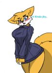 anthro big_breasts blush breasts crossgender fan_character female miles_prower pace-maker sega small_waist solo sonic_the_hedgehog_(series) tails_(disambiguation) thick_thighs wide_hips