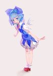  bad_id bad_pixiv_id cirno highres kokono_(sakaebaka) leaning_forward open_mouth outstretched_arms simple_background smile solo touhou 