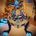 1:1 3d_(artwork) 4k absurd_res animal_genitalia animal_penis anthro anthro_on_anthro balls biped black_body black_fur blender_(software) blender_cycles blue_body blue_penis canid canine canine_genitalia canine_penis carpet christmas christmas_present christmas_tree claws depth_of_field digital_media_(artwork) dragonplayer dragonplayer_(character) erection feet fox fur furniture genitals gift hi_res hindpaw holidays inside knot living_room looking_at_viewer male mammal multicolored_body on_ground pawpads paws penis plant reflection rexouium sitting sitting_on_ground slim slim_anthro slim_male slim_sub smile solo spread_legs spreading submissive submissive_male tail teasing tree white_body white_fur