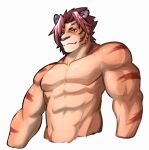 abs anthro bust_portrait clothed clothing felid fur hair lifewonders male mammal muscular muscular_anthro muscular_male nomad_(tas) orange_body orange_fur pantherine pecs portrait red_hair solo striped_body striped_fur stripes tiger tokyo_afterschool_summoners topless wolfmanwilk