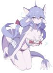 2023 anthro aruri big_breasts blush breasts claws cleavage clothed clothing digital_media_(artwork) dragon female female_anthro finger_claws hair hi_res kemono kneeling lingerie long_hair looking_at_viewer purple_body purple_hair recorder_(artist) simple_background solo tail white_background white_body