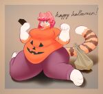 2022 abstract_background anthro belly big_belly big_breasts breasts candy chocolate dessert digital_media_(artwork) english_text felid female food hair hi_res mammal meow-77 obese obese_anthro obese_female orange_body overweight overweight_anthro overweight_female pantherine paw_pose pink_hair pose shaded signature solo text tiger tigergirl_(meow-77)