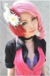  1girl alisa_boskonovich alisa_boskonovitch cosplay flower green_eyes photo pink_hair solo tekken 