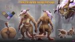 4_ears 5_fingers amulet anthro anus ass_up big_breasts breasts butt charr felid female fingers fluffy fluffy_tail fur genitals guild_wars hair hi_res horn mammal model_sheet multi_ear navel nipples np4tch nude pawpads paws pink_hair pussy raziell_feathermane simple_background solo tail