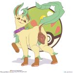 1:1 animal_genitalia animal_pussy anus canine_genitalia canine_pussy collar eeveelution female feral generation_4_pokemon genitals hi_res leafeon nintendo pawpads paws perineum pink_pawpads pokemon pokemon_(species) pussy quadruped raised_tail rear_view smile solo tail the_gentle_giant