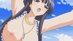  animated animated_gif armpit armpits black_hair blue_eyes blush bouncing_breasts breasts clothed_sex hime_sama_gentei jewelry large_breasts moaning necklace nipples olivia_edywolf open_clothes open_mouth poro sex 
