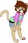 2017 3_toes 4_fingers anthro barefoot belt beverly_(kabula) biped black_belt black_eyebrows black_eyelashes black_nose black_pupils bottomwear breasts brown_eyes brown_hair brown_pawpads cheek_tuft clothed clothed_anthro clothed_female clothing colored cougar countershade_face countershade_feet countershade_fur countershade_neck countershading digital_drawing_(artwork) digital_media_(artwork) eyebrow_through_hair eyebrows facial_tuft feet felid feline female female_anthro fingers front_view full-length_portrait fur glistening glistening_eyes green_clothing green_shirt green_topwear hair hi_res jewelry kabula_(artist) leaning leaning_forward looking_back mammal markings mature_anthro mature_female mole_(marking) mole_under_mouth necklace pawpads portrait pupils purple_blouse raised_eyebrow red_tongue shirt shorts simple_background solo tail tan_body tan_countershading tan_ears tan_fur tan_tail tan_tuft teeth three-quarter_view toes tongue tongue_out topwear translucent translucent_hair tuft white_background