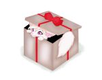 canid canine canis christmas_present colored female feral fluffy fluffy_tail fur gift hair joeumbre mammal naomi_(mikunifox) pink_ears pink_eyes pink_nose shaded simple_background solo tail white_background white_body white_fur white_hair white_tail wolf