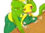  anthro arthropod breasts female insect lactating leavanny looking_at_viewer mantis nintendo nipples nude open_mouth plain_background pok&#233;mon pok&#233;morph pok&eacute;mon pok&eacute;morph red_eyes smile solo sunibee sunnysoda video_games white_background 