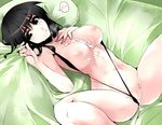  bed black_hair breasts breath censored cosaten cum cum_in_mouth cum_in_pussy cum_on_body cum_on_breasts cum_on_upper_body cumdrip grey_eyes large_breasts long_hair lying nipples school_rumble slingshot_swimsuit solo suou_mikoto sweat swimsuit swimsuit_aside 