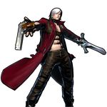  abs capcom dante dante_(devil_may_cry) devil_may_cry gloves highres male male_focus marvel marvel_vs._capcom marvel_vs._capcom_3 marvel_vs_capcom marvel_vs_capcom_2 marvel_vs_capcom_3 muscle rebellion_(sword) skull sword trench_coat weapon white_hair 