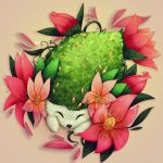  airis_(eeev4552) animal_focus closed_eyes commission flower from_above highres leaf lying no_humans on_stomach petals pink_flower pokemon pokemon_(creature) shaymin shaymin_(land) solo 