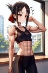  abs ai-generated biceps bodybuilder flexing highres kaguya-sama_wa_kokurasetai_~tensai-tachi_no_renai_zunousen~ muscle_growth muscular muscular_female non-web_source shinomiya_kaguya skinny strong 