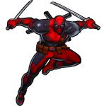  capcom deadpool gun imi_uzi katana male male_focus marvel marvel_vs._capcom marvel_vs._capcom_3 marvel_vs_capcom marvel_vs_capcom_3 muscle smile submachine_gun sword uzi weapon 