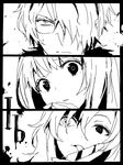  2girls arisaka_ako copyright_name garry_(ib) greyscale hair_over_one_eye ib ib_(ib) knife licking long_hair mary_(ib) monochrome multiple_girls short_hair spoilers tegaki 