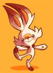 ambiguous_gender anthro biped dipstick_ears generation_8_pokemon lagomorph looking_at_viewer mammal multicolored_ears nintendo pokemon pokemon_(species) potachi scorbunny smile smiling_at_viewer solo tail