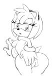  breasts butt female gloves hedgehog invalid_tag looking_back mammal monochrome nude pussy ravnic rodent sega side_boob sketch solo sonic_(series) 