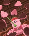  candy chocolate food food_focus heart heart-shaped_chocolate highres holding kirby kirby_(series) miclot no_humans open_mouth strawberry_hat 