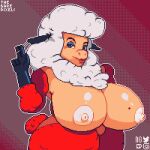 2d_animation animated anthro areola beauty_mark big_breasts bovid breasts caprine cigarette elderly_anthro elderly_female female fur hair helbaa_(smutbooru) holding_cigarette holding_object huge_breasts looking_at_viewer mammal mature_anthro mature_female nipples nude old red_body red_fur red_wool sheep smoke smoke_ring smoking solo thebarepixels white_body white_fur white_hair white_wool wide_hips wool_(fur)