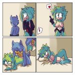 absurd_res blue_hair bodily_fluids boyfriends canid canine canis comic cum cum_inside doggystyle duo eulipotyphlan fan_character female from_behind_position fur genital_fluids green_body green_fur hair hedgehog hi_res male male/female mammal mobian_hedgehog mobian_wolf omegamax sex wolf
