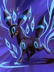 3:4 ambiguous_gender black_body blue_markings eeveelution feral generation_2_pokemon hi_res markings nintendo paws pokemon pokemon_(species) potachi quadruped raised_tail solo tail umbreon