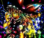  1girl abstract abstracty colorful female hat highres kirisame_marisa monocle ninomae ribbon solo star touhou witch witch_hat 