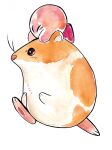 ambiguous_gender biped carrying cricetid duo eyes_closed feral hamster kirby kirby_(series) mammal nintendo on_head pink_body potachi rodent simple_background waddling_head white_background
