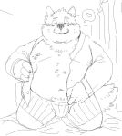 &lt;3 2024 anthro belly canid canine canis clothed clothing domestic_dog fugashi4090 humanoid_hands kemono male mammal moobs navel nipples open_clothing open_shirt open_topwear overweight overweight_male shirt solo topwear underwear undressing