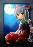  bad_id bad_pixiv_id bangs fujiwara_no_mokou lens_flare long_hair moon ribbon solo teru_teru touhou white_hair 