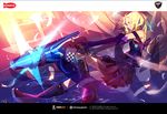  blonde_hair blue_eyes boots elbow_gloves feathers gloves gun panamaman s4_league skirt solo weapon 