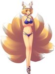  animal_ears bikini blonde_hair fox_tail hat short_hair solo swimsuit tail tdk touhou yakumo_ran 