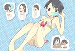  ass bad_id bad_pixiv_id barefoot bikini black_eyes black_hair chibi eka_eri flat_chest food fuura_kafuka kitsu_chiri kobushi_abiru komori_kiri multiple_girls otonashi_meru popsicle sayonara_zetsubou_sensei sekiutsu_maria_tarou short_hair swimsuit 