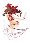  bad_id bad_pixiv_id bikini brown_hair gohei hair_tubes hakurei_reimu koushi_rokushiro ofuda ponytail red_eyes side-tie_bikini solo swimsuit touhou 