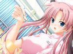  ayakaze_ryuushou blue_eyes game_cg long_hair nurse nurse_no_obenkyou open_mouth pink_hair solo spoon takano_hina twintails 