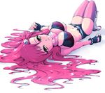  bad_id bad_pixiv_id bikini_top blush boots breasts cleavage gloves kasai_shin large_breasts long_hair lying on_back red_hair scarf short_shorts shorts solo tengen_toppa_gurren_lagann thighhighs underboob yellow_eyes yoko_littner 