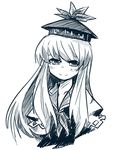  blue hat kamishirasawa_keine long_hair monochrome sketch solo stroma touhou 