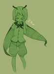  antennae cape green green_background green_eyes miyamoto_kunai monochrome shorts simple_background solo tears touhou wiping_tears wriggle_nightbug 