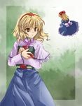  alice_margatroid blonde_hair book doll kawatsuki ribbon shanghai_doll short_hair solo touhou 