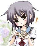  artist_request grey_hair kita_high_school_uniform lowres nagato_yuki school_uniform serafuku short_hair snail solo suzumiya_haruhi_no_yuuutsu 