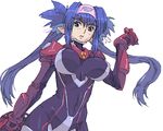  bad_id bad_pixiv_id blue_hair bodysuit breasts covered_nipples green_eyes headband klan_klein koma_(qqq111) large_breasts long_hair macross macross_frontier multicolored multicolored_bodysuit multicolored_clothes pink_bodysuit pointy_ears purple_bodysuit solo twintails 