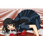  black_hair blood ews kaibutsu_oujo kamura_reiri red_eyes school_uniform solo vampire 