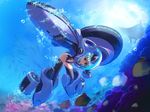  animal blue_hair ein_(long_cake) fish gadget_trial hisoka_(gadget_trial) mecha_musume non-web_source red_eyes solo underwater water 