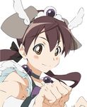  animal_ears brown_eyes brown_hair choker cosplay dog_ears face gertrud_barkhorn magical_girl precure smile smile_precure! solo strike_witches tiara twintails umanosuke world_witches_series 