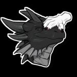ambiguous_form ambiguous_gender black_background cheek_frill dragon duo eyes_closed fur grey_body grey_frill grey_horn grey_scales head_pat hi_res horn khyaber mouth_closed pawpads pink_pawpads scales scalie simple_background white_background white_body white_fur