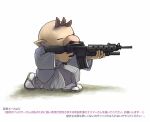  1boy aiming alternate_costume big_nose brown_footwear brown_hair closed_eyes commentary_request full_body grey_hakama grey_kimono grey_sleeves gun hakama hakama_skirt holding holding_gun holding_weapon japanese_clothes kimono layered_sleeves long_sleeves male_focus naru_(wish_field) olimar on_one_knee pikmin_(series) pointy_ears sandals shadow short_hair simple_background skirt socks solo striped_clothes striped_skirt tabi translation_request vertical-striped_clothes vertical-striped_skirt very_short_hair weapon weapon_request white_background white_socks wide_sleeves zouri 