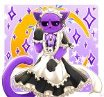 anthro catnap_(poppy_playtime) clothing domestic_cat felid feline felis hi_res kooovin maid_uniform male mammal moon poppy_playtime purple_body shy smiling_critters solo uniform