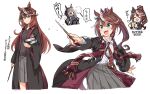  3girls air_groove_(umamusume) alcohol animal_ears beer black_hair black_robe blue_eyes blush brown_hair cup diagonal-striped_clothes diagonal-striped_necktie ear_ornament ear_ribbon earrings grey_sweater gryffindor hair_between_eyes high_ponytail highres hogwarts_school_uniform holding holding_cup holding_wand horse_ears horse_girl ido_(teketeke) jewelry long_hair long_sleeves multicolored_hair multiple_girls necktie open_mouth ponytail purple_eyes robe sailor_collar scarf school_uniform short_hair single_earring skirt smile streaked_hair striped_clothes striped_scarf sweater symboli_rudolf_(umamusume) tokai_teio_(umamusume) two-tone_hair umamusume wand white_hair 