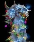 christmas dragon female feral garland hi_res holidays mouth_shot open_mouth pred solo tongue toy yoro yororo