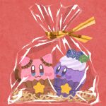 &lt;3 1:1 2024 :3 alien ambiguous_gender ara_love_kirby big_head black_eyes blue_eyes blueberry_(fruit) blush cake candy clothed clothing colored cute_eyes dessert digital_media_(artwork) duo earless eye_contact food fruit happy inside kirby kirby_(series) looking_at_another looking_at_viewer mammal mouth_closed nintendo noseless not_furry open_mouth painting_(artwork) pink_body pink_skin pixiv plant purple_body purple_eyes red_background rosy_cheeks round_body round_eyes round_head sack signature simple_background small_body sphere_creature star tail tape traditional_media_(artwork) twitter waddling_head